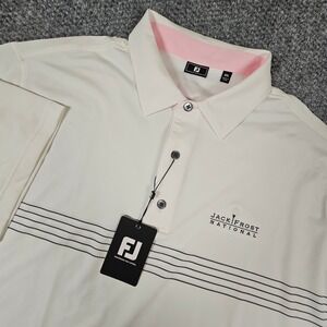 FootJoy Mens 2XL Golf Polo White Pinstripe Jack Frost National New